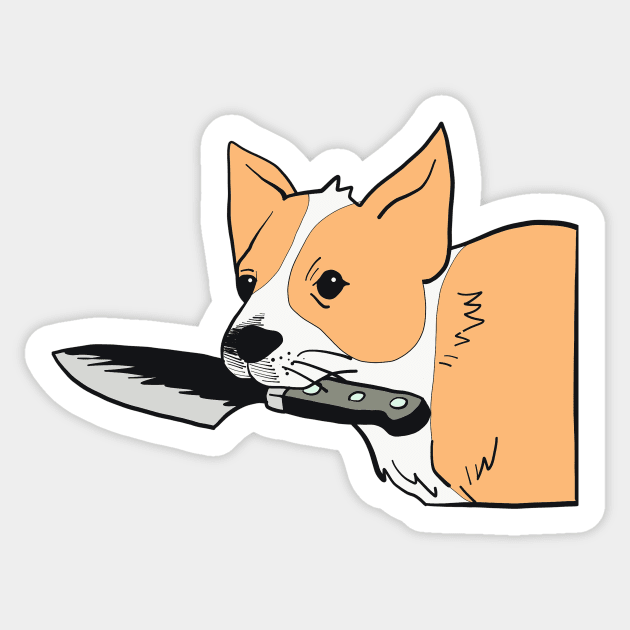 Corgi Knife Sticker by jenartfart